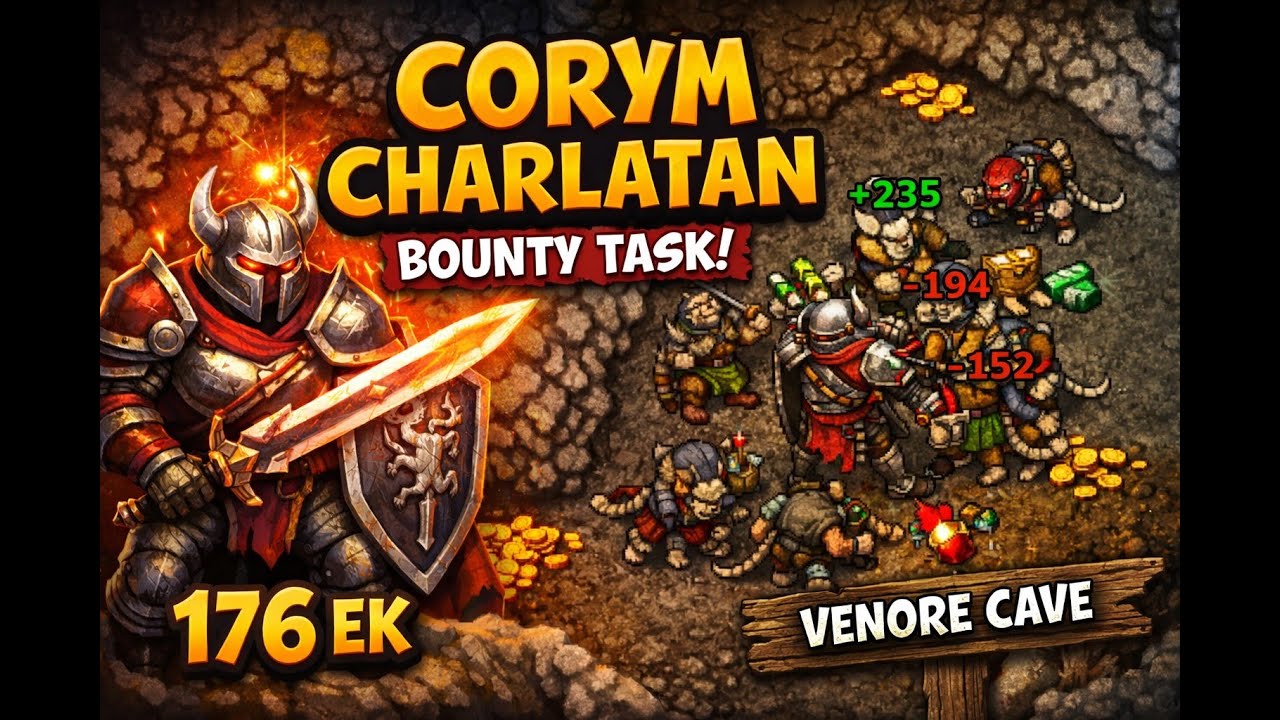Tibia Bounty Task | Corym Charlatan (Venore Corym Cave, Venore) | 176 EK #tibia