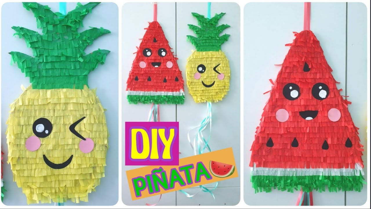 Diy Paper Piñata Decoration/SUMMER Decoration🌞/ Pineapple Piñata🍍/ زينة من ورق الكورنيش للعيد والصيف