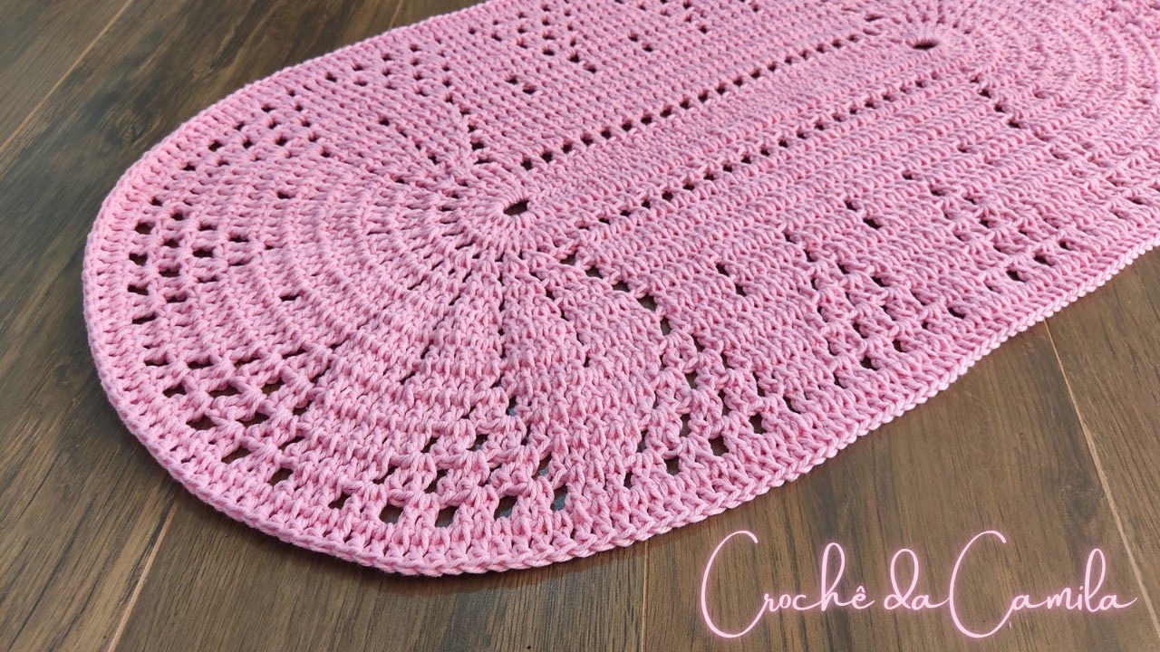 Tapete de crochê oval Rosa Perfeito - Parte 1 de 2