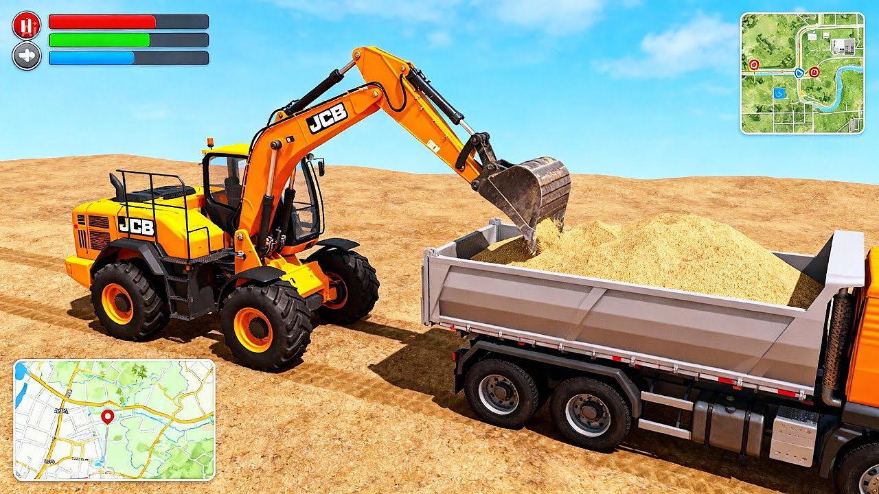 Load sand and stone on truck and trolley by JCB 🥰🚜#androidgames #gamingvideo 