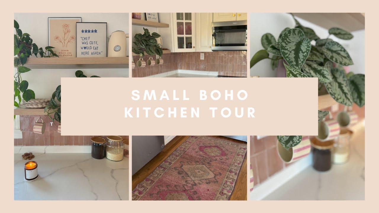 SMALL BOHO KITCHEN TOUR || kitchen updates, new backsplash & trying leca!