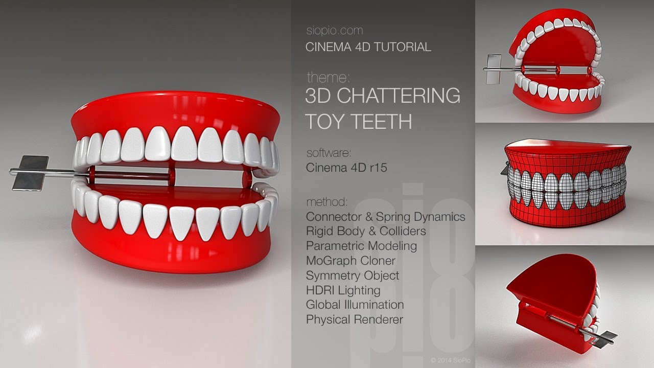 Cinema 4D Tutorial - 3D Chattering Toy Teeth
