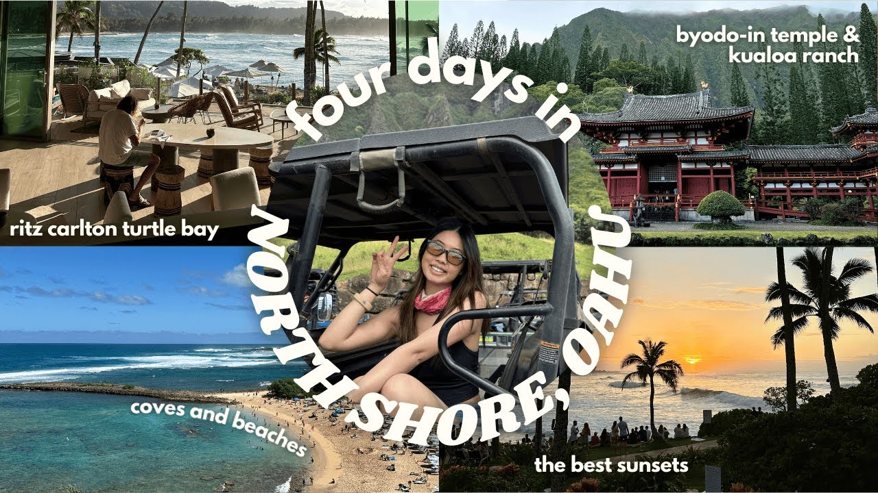 4 days in north shore, oahu vlog! staying at the ritz turtle bay 🐢 waimea waterfalls & jurassic park