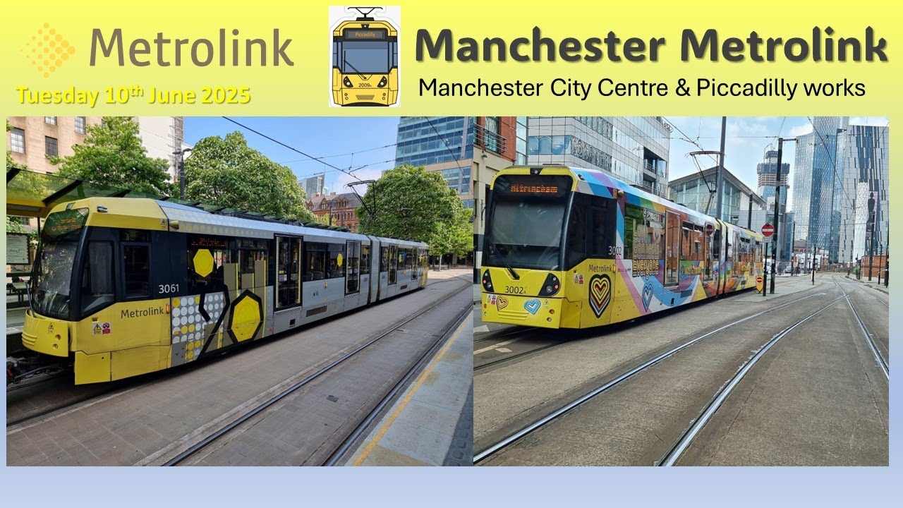 Manchester Metrolink: Trams in Manchester City Centre on Tuesday 10th June 2025