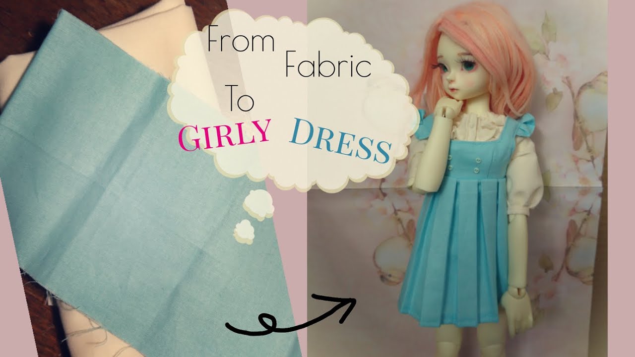 Tutorial how to sew cute girly dress for bjd doll sd Tutorial sew doll clothes #bjd #doll #ドール #人形