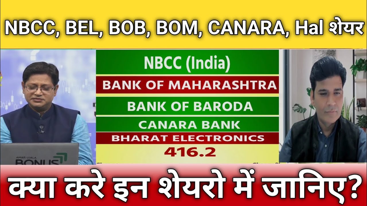 NBCC, bel, bob, bom, canara bank, hal share letest news, target, anelysis today 
