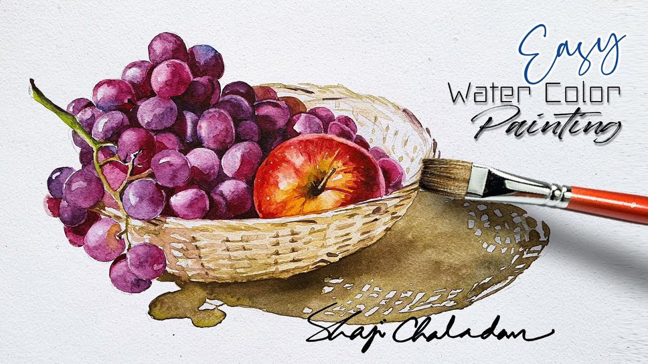 How to paint Grapes | Watercolor Painting | Still life | Primary colors only