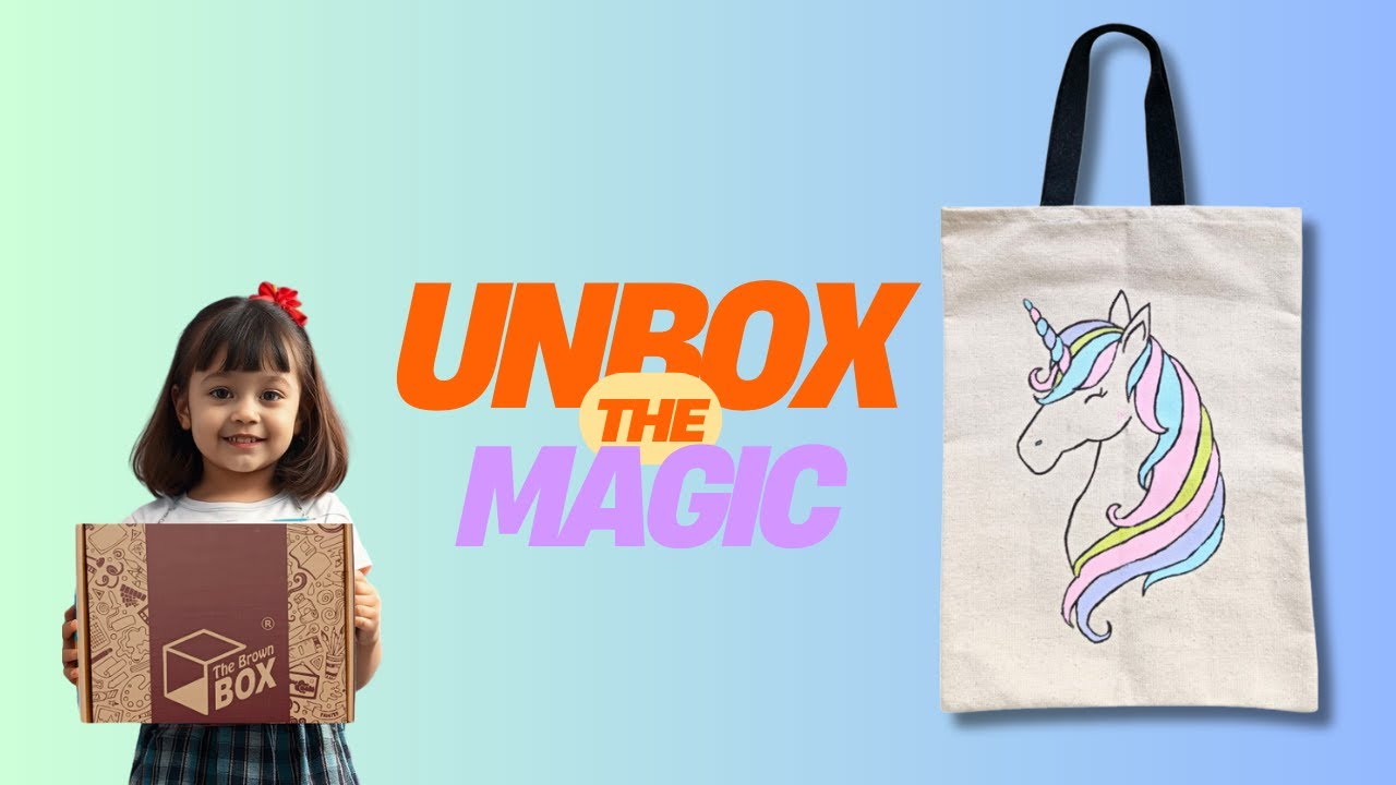 Unboxing The Brown Box DIY Unicorn Tote Bag Painting Kit