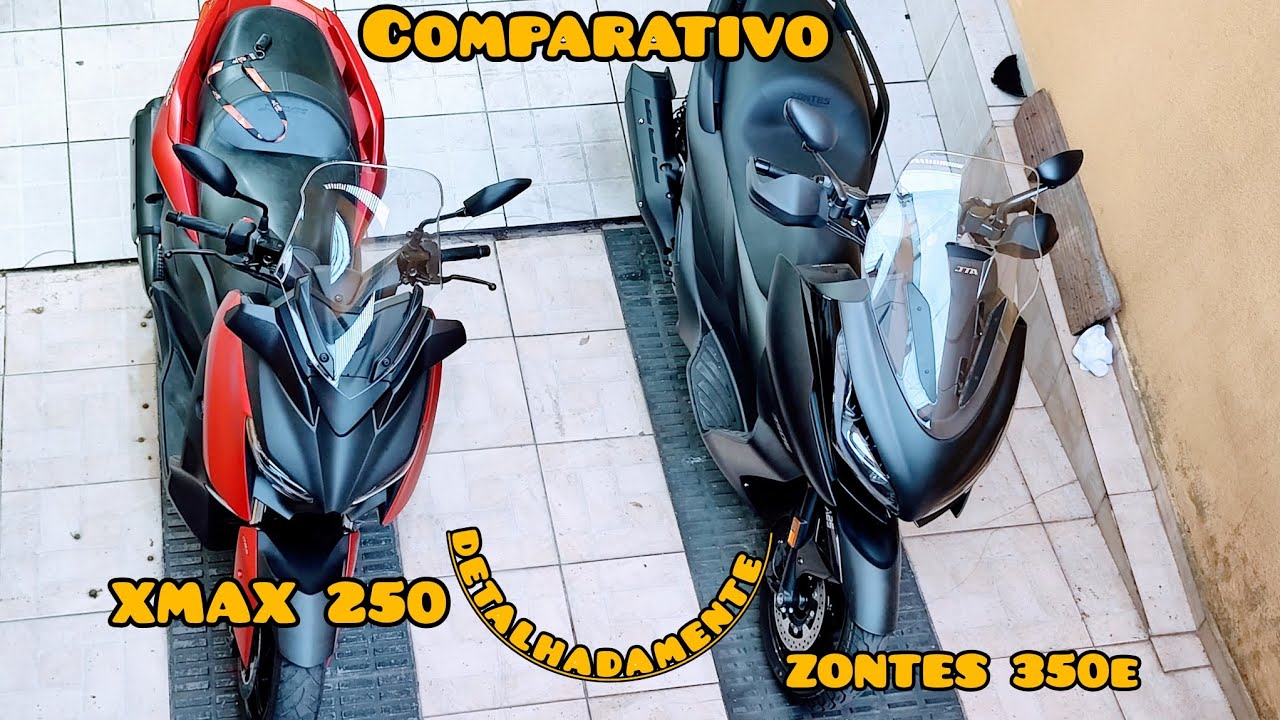 Comparativo Zontes 350E e XMAX 250 que ninguém ainda fez nos Detalhes item por item