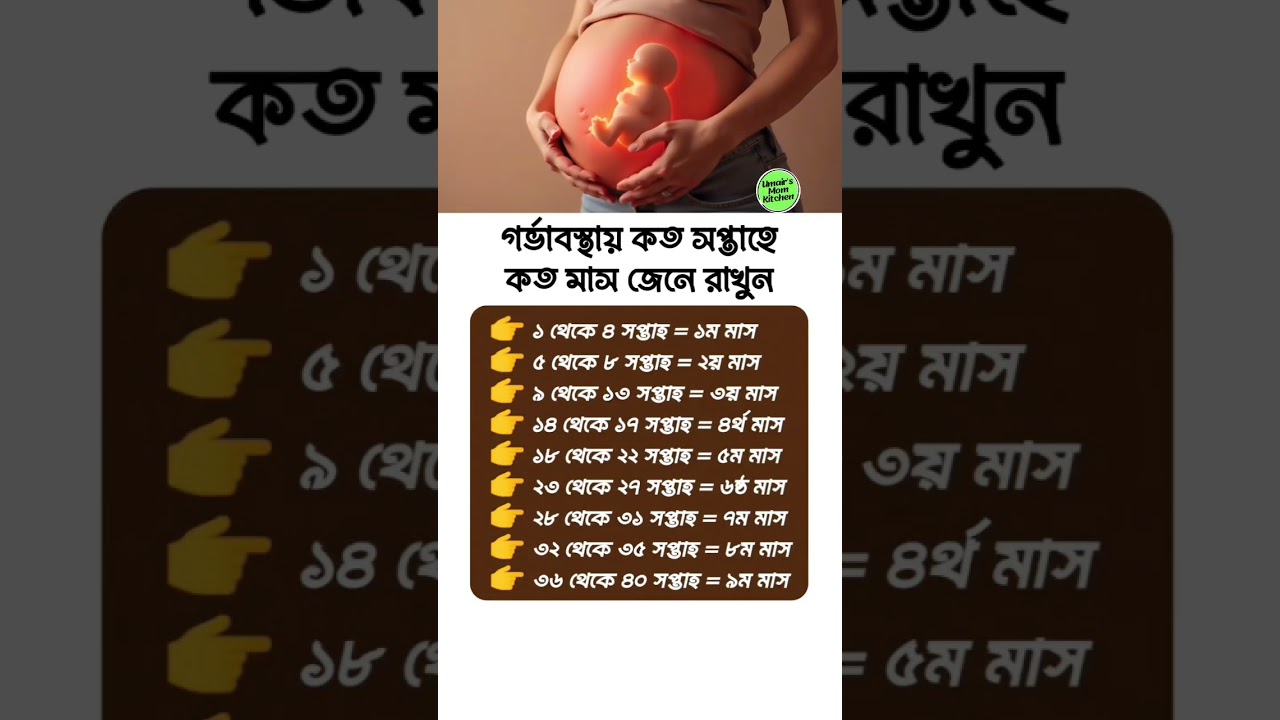 গর্ভাবস্থায় কত সপ্তাহে কত মাস | Pregnancy Weeks to Months Guide #shorts #PregnancyTips