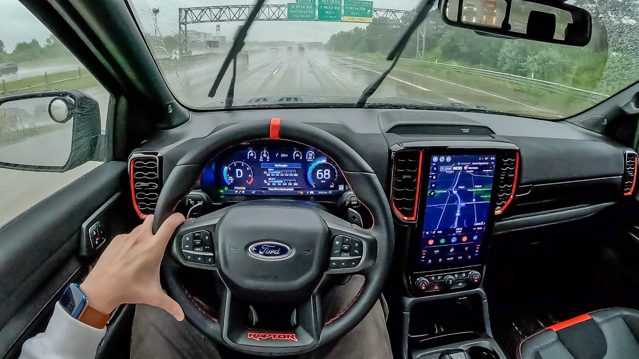 2024 Ford Ranger Raptor - Morning Commute in a Rainstorm