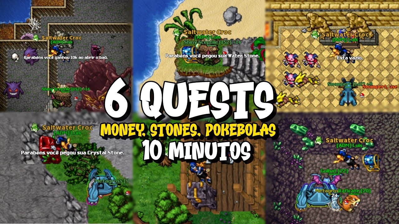 5 QUESTS EM MENOS DE 10 MINUTOS PARA PLAYER LOW LEVEL E FREE | POKECROC POKETIBIA PC E MOBILE 2026