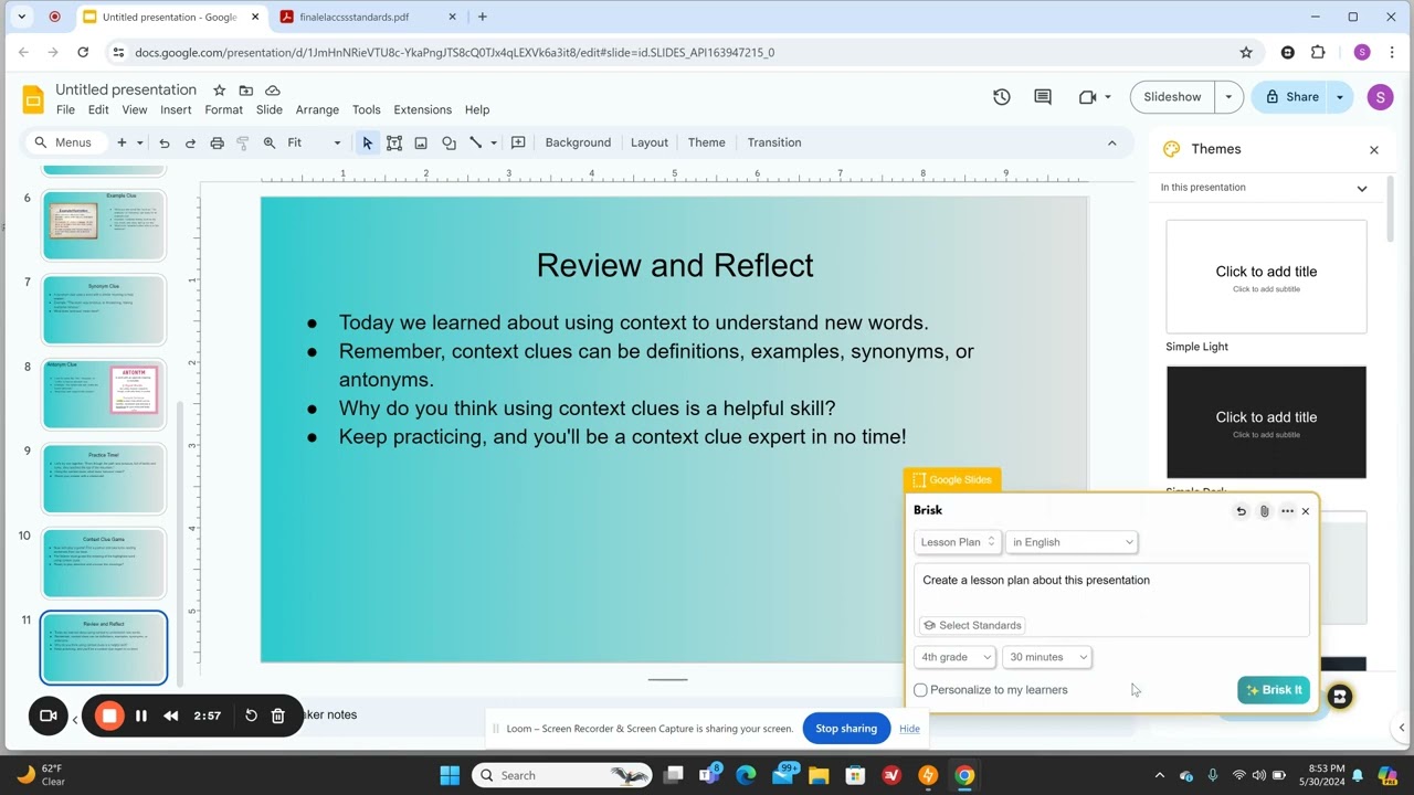 Creating a 4th Grade ELA Lesson in under 5 Minutes Using AI