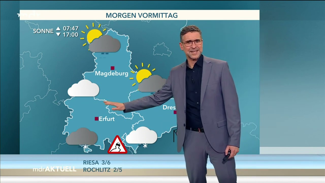 MDR aktuell Wettermoderator verhaspelt sich , Schtoeraschaaauer,  oder so ungef&auml;hr...schmunzel