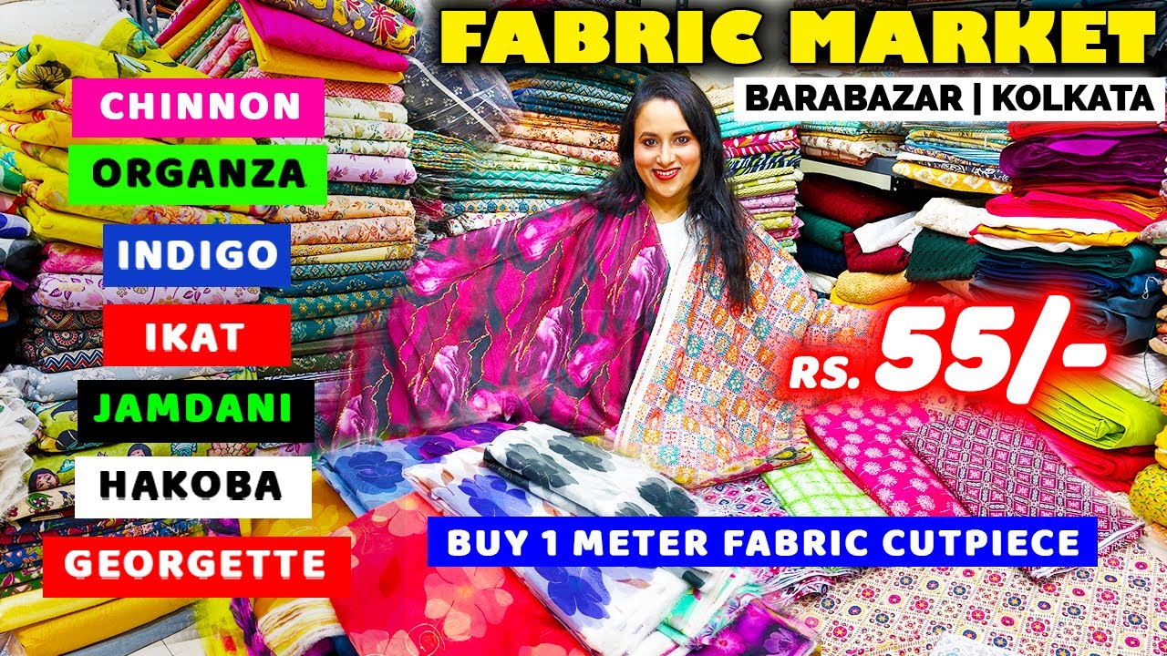 Barabazar Fabric Market Kolkata | Chinnon Georgette Chikankari Jamdani Hakoba | HD Fashion