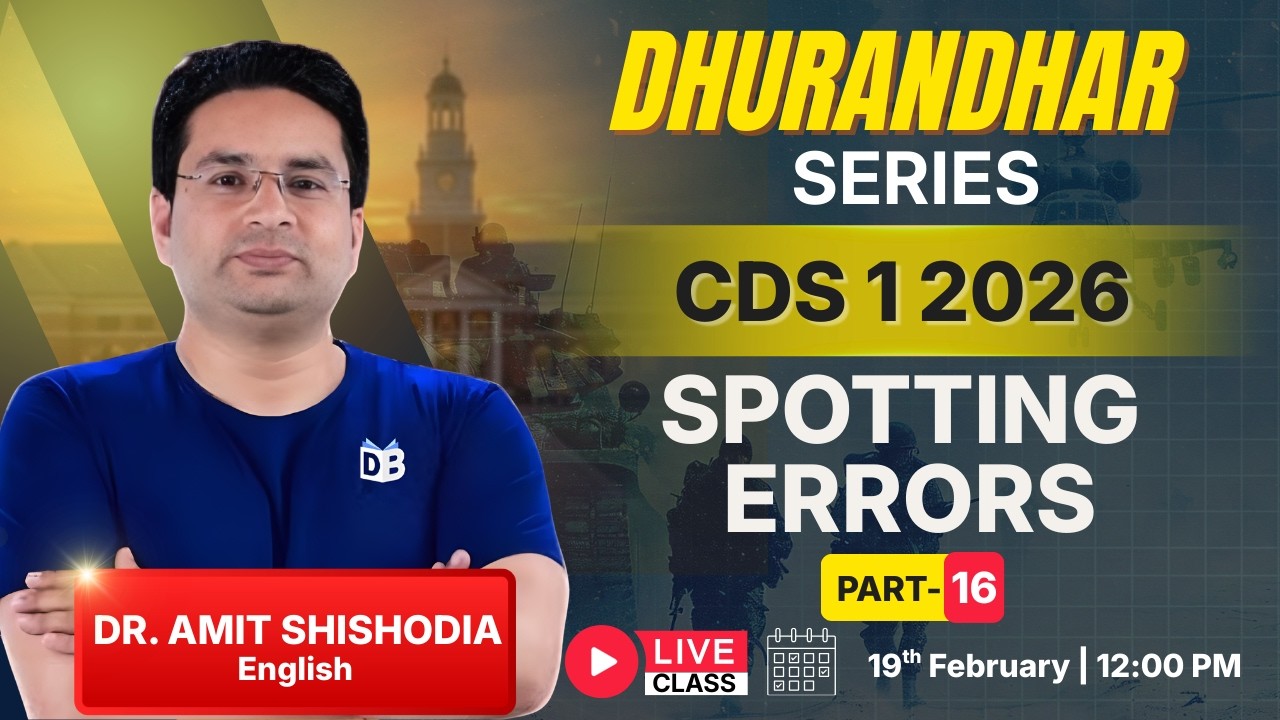 CDS 1 2026 English: Spotting Errors 😱 Dhurandhar Series Part-16 | Dr Amit Shishodia