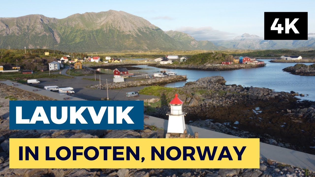 Laukvik in Lofoten, Norway - July 2021 - drone video - 4K