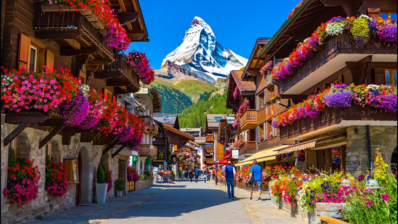 Relaxing Zermatt Walking Tour 4K 🇨🇭 | Swiss Alps Village Life & Matterhorn Views