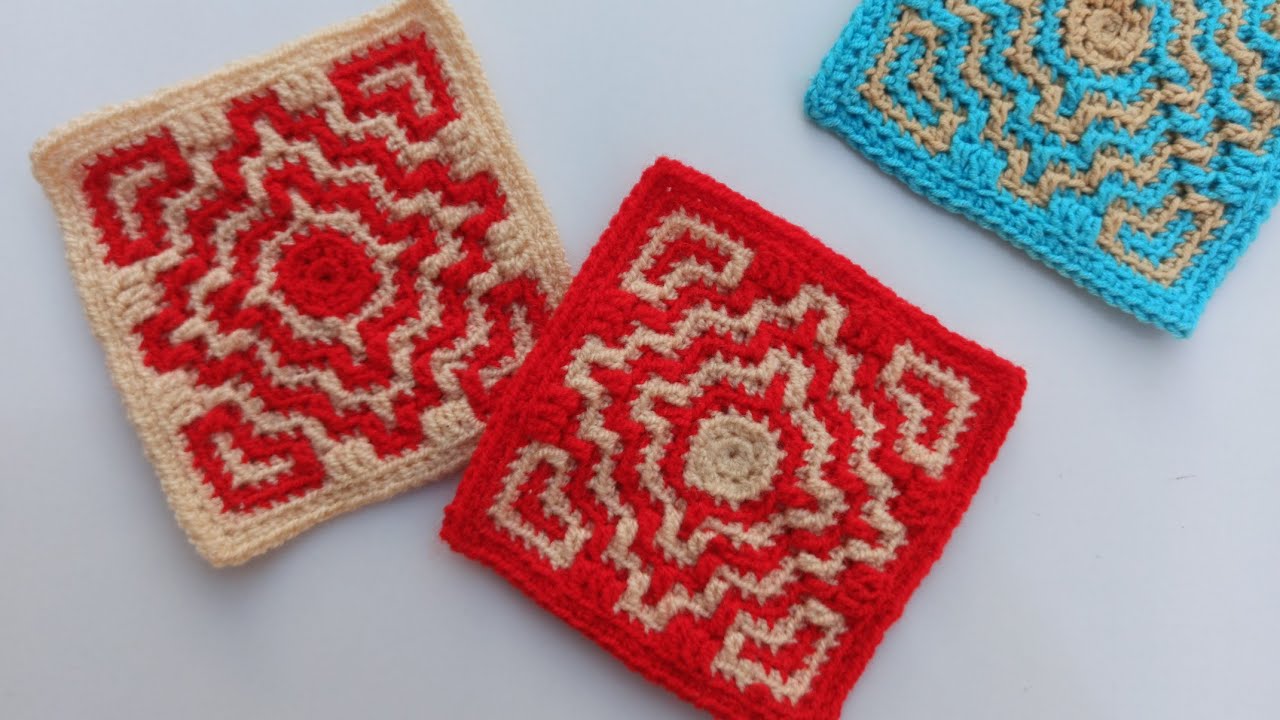 پارت ۱ از بافت موتیف موزاییکی | mosaicmotif | mosaiccrochet | overlycrochet😍👍✔️