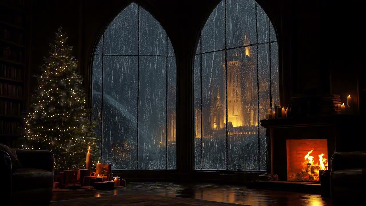 Fall Into Sleep Instantly (No Ads) • Stop Overthinking • Rainy Christmas Night in a Castle
