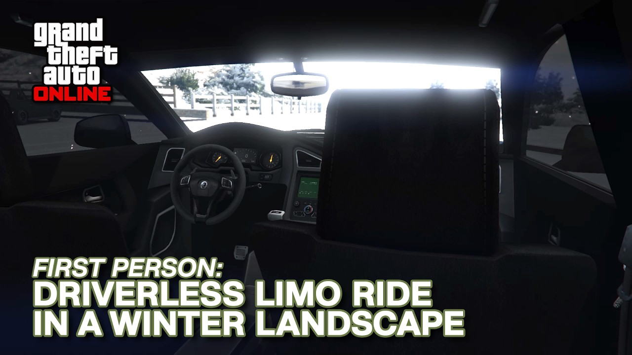 Driverless Snowy Limousine Ride: Galileo Observatory - Alamo Sea in First Person View - GTA Online
