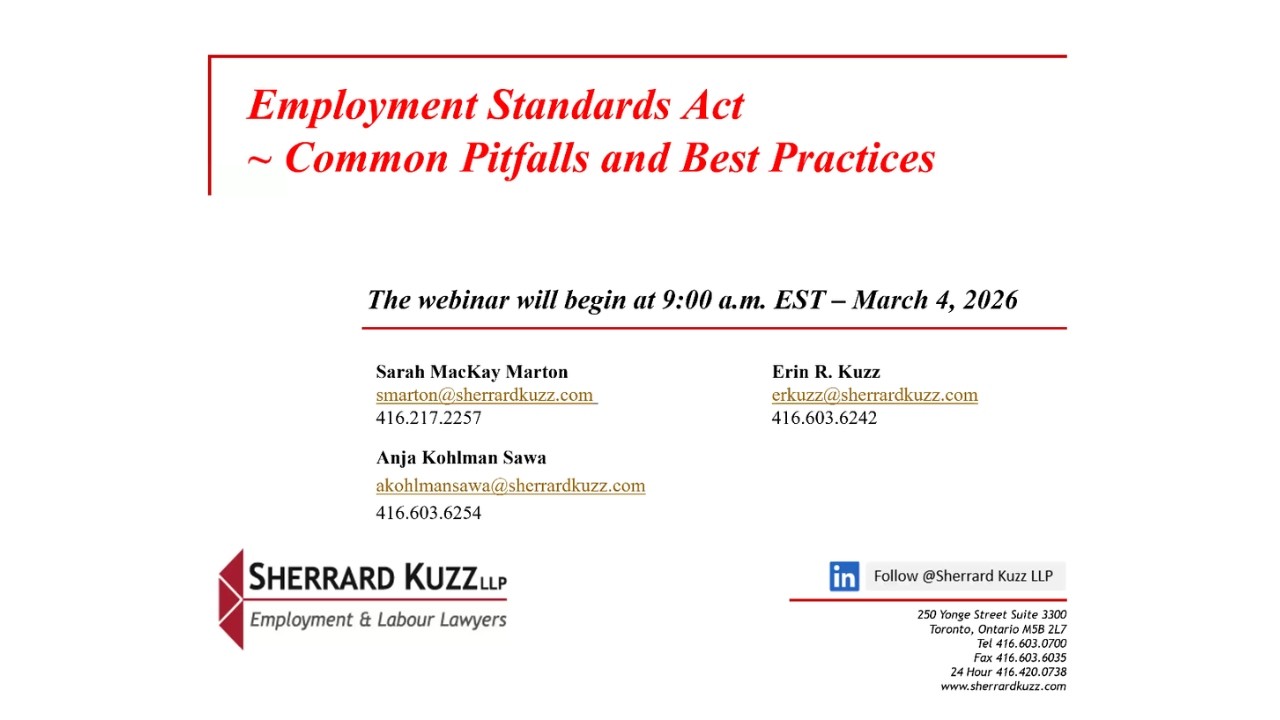 Employment Standards Act ~ Common Pitfalls and Best Practices