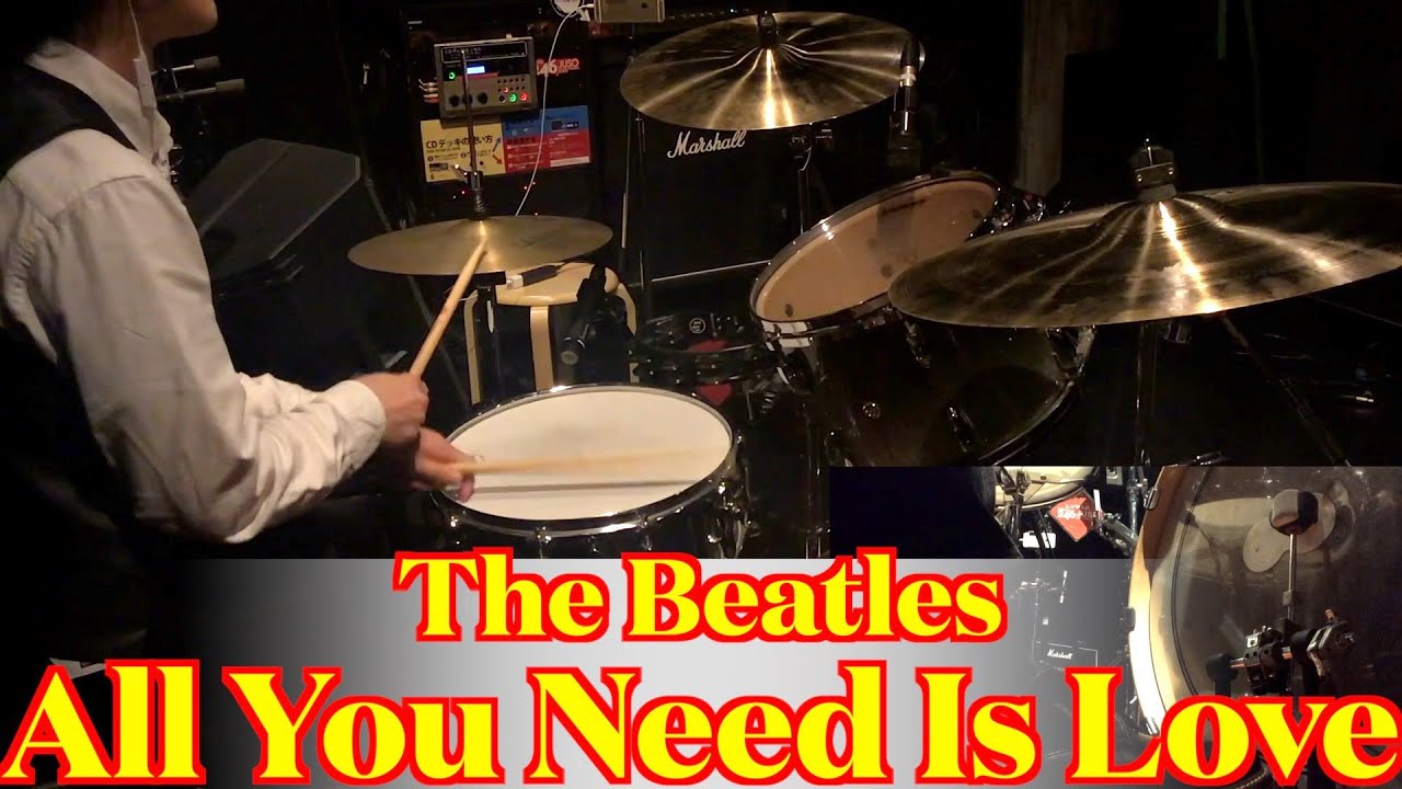The Beatles - All You Need Is Love (Drums cover from fixed angle)