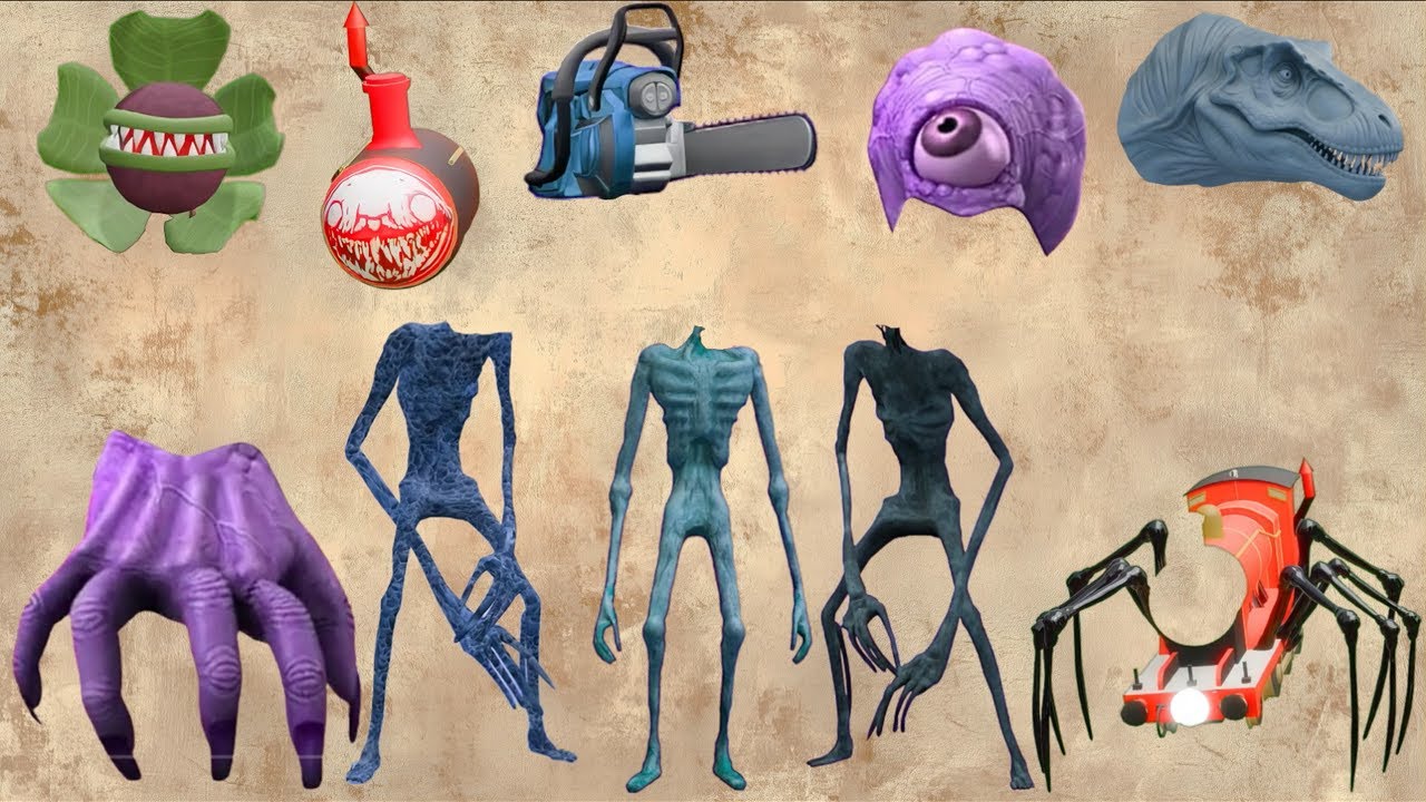 WRONG HEAD SIREN HEAD FLOWER, CHO CHO CHARLES, SIREN HEAD BRAIN EYE, SIREN HEAD T-REX, SIREN MUMMY
