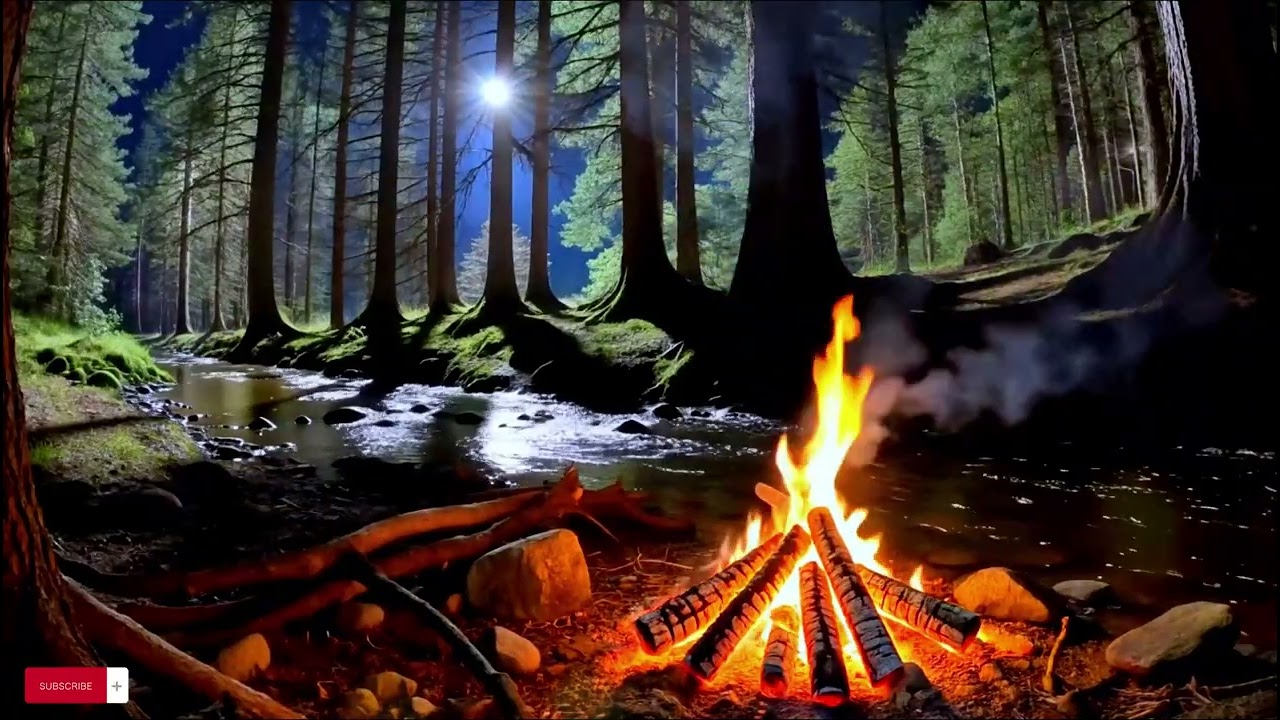 Comforting ASMR for Anxiety 🌌 Campfire & River Night Ambience