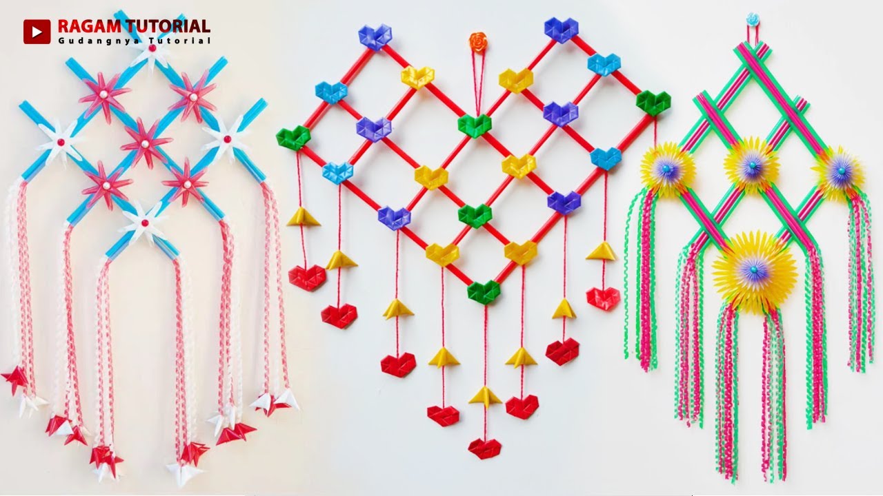 3 Kerajinan Hiasan Dinding dari Sedotan Plastik - Dekorasi Dinding - Wall Hanging