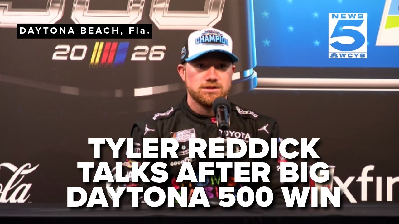 Daytona 500 winner, Tyler Reddick, speaks from the media center