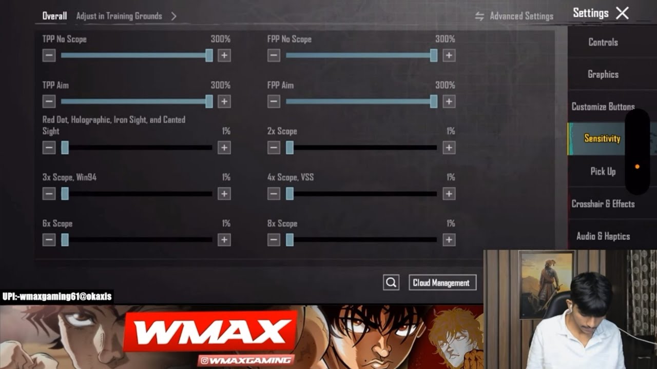 Код настроек чувствительности и управления WMAX GAMING BGMI | Лучшая точность стрельбы, попадания...