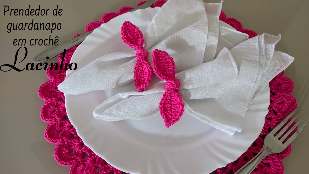 #croche #crochefacil PRENDEDOR DE GUARDANAPO EM CROCHÊ LACINHO - Passo a passo- Crochet napkin rings