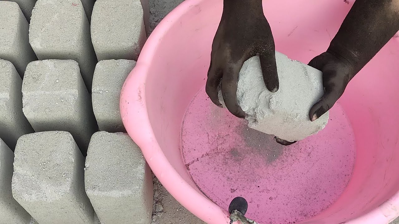 ASMR: after along time/super soft dusty creamy reuse cement crumble dry+water+pouring& mixing🤤