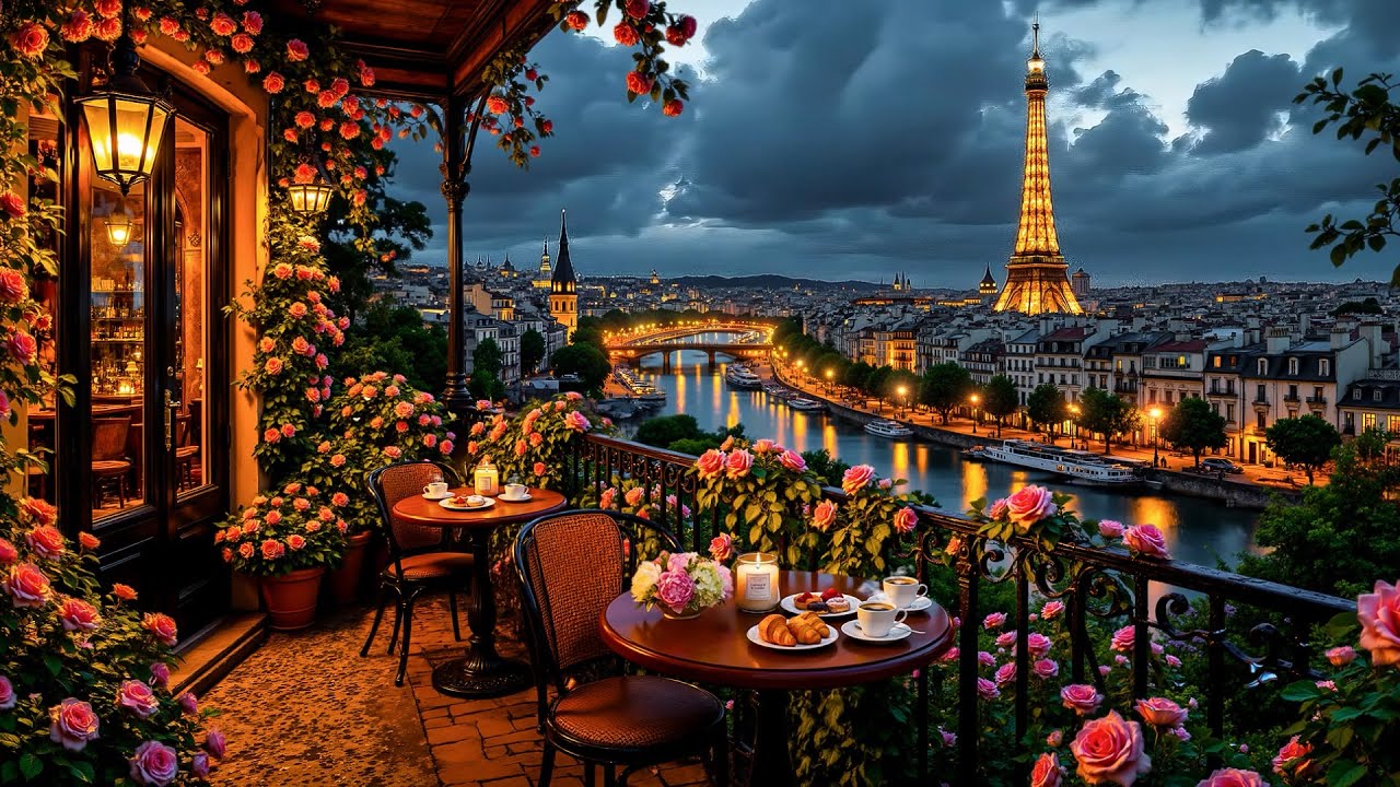 Парижское Очарование Кафе 🗼 Уютная Кофейня На Балконе С Приятной Джазовой Музыкой Для Отдыха, Работ