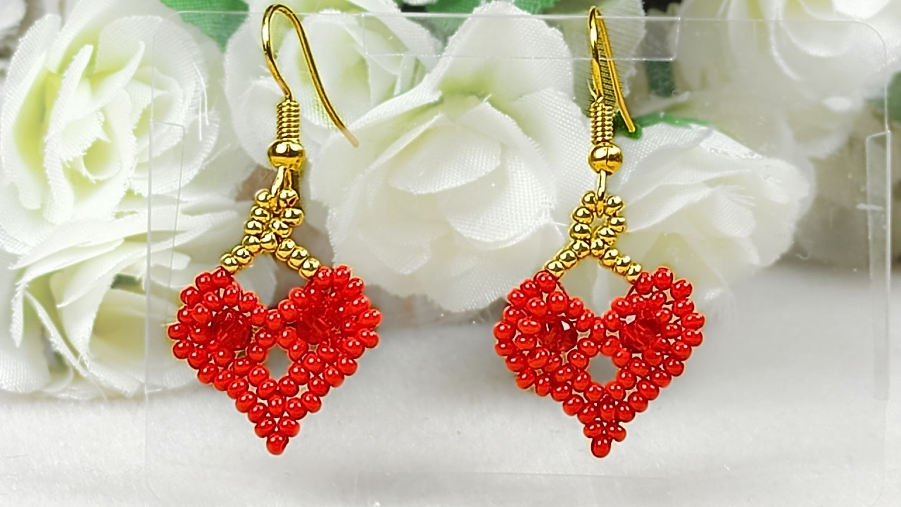 💖 Aretes de corazón hechos a mano!  ♥️ Arte Fácil y Brillante 💎