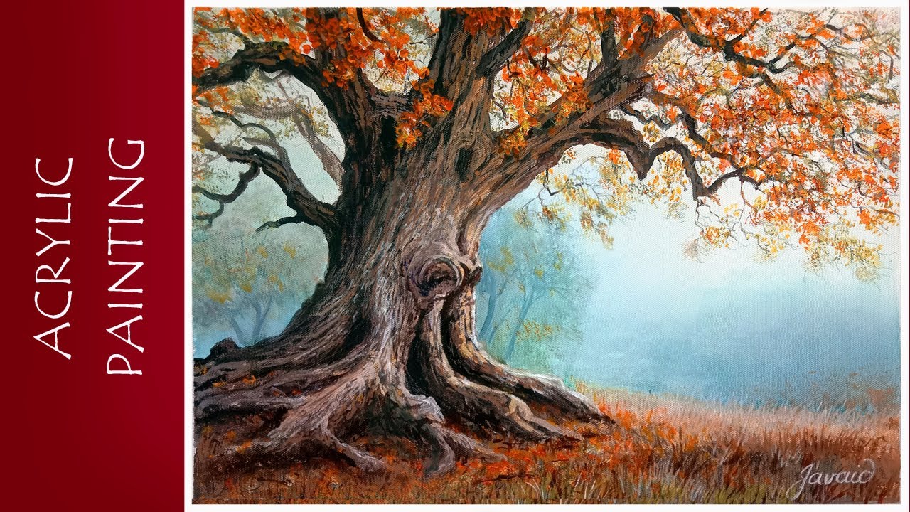 Painting an Old Oak Tree in Fall | An Autumn Majesty | Acrylic Painting Tutorial