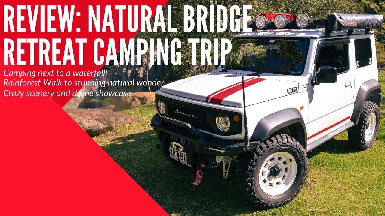 Suzuki Jimny JB74 Camping next to Epic Waterfall: Review of Natural Bridge Retreat & Rainforest Walk