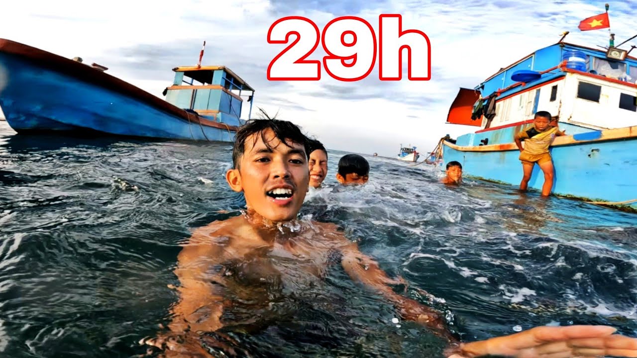29H Sinh Tồn Kiếm Thức Ăn Trên Biển | Kết Quả Bội Thu Cho TEAM Sang Vlog