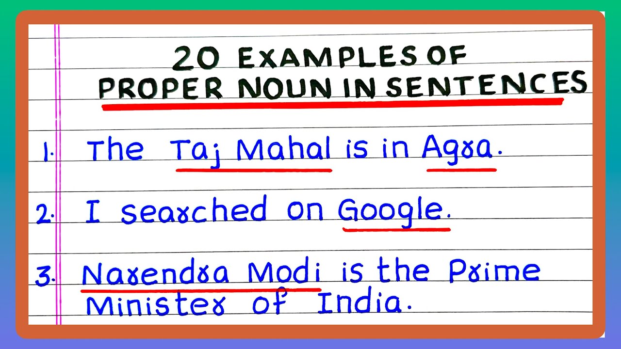 20 Proper Noun Sentences | Proper Noun Sentences | Examples of Proper Noun Sentences
