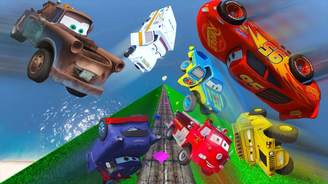 Crash Cars Lightning McQueen Tow Trucks Mater Ivan Hummer Sven Ambulance & Red Fire Truck