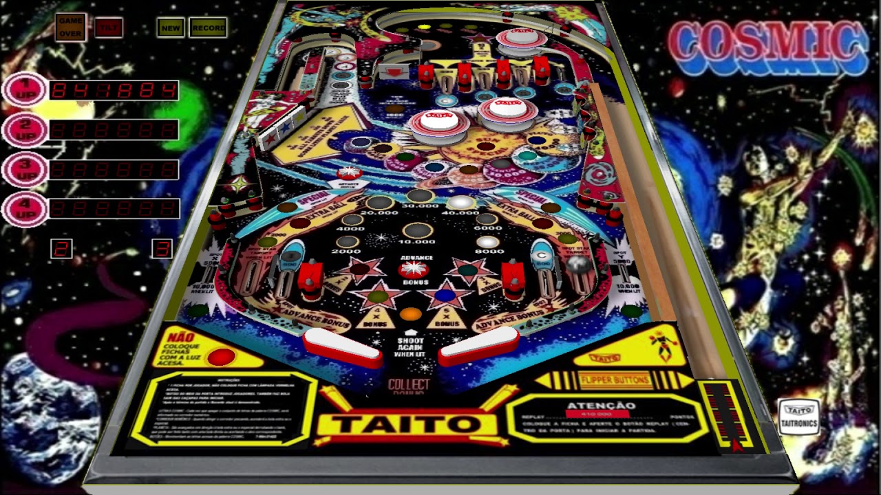 Fliperama #1 - Taito Cosmic (1980) - Visual Pinball Emulador de Máquina de Anos 80