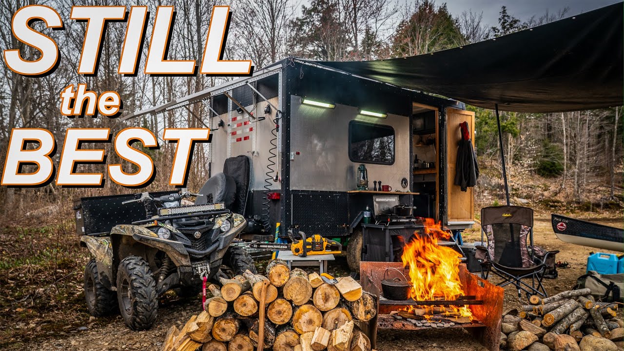 Wilderness Living in a 12 Foot DIY Travel Trailer - Cooking Fresh Caught Trout over an Open Fire
