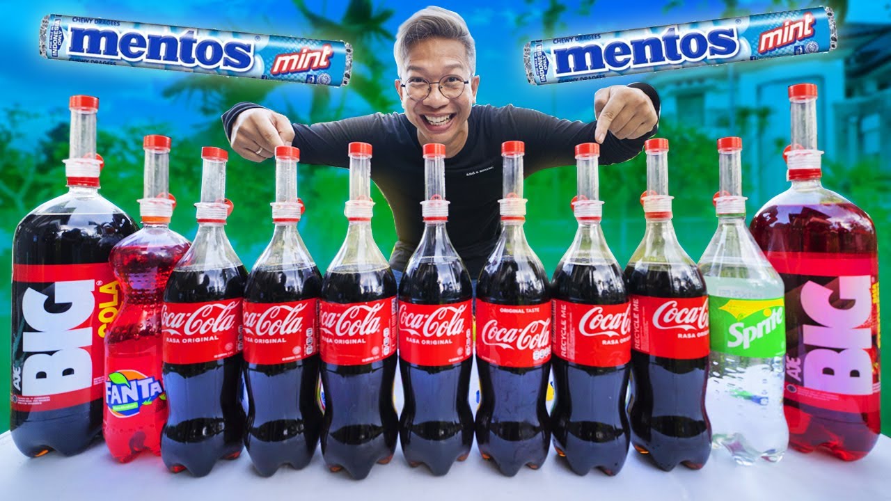 EKSPERIMEN COLA MENTOS PAKAI ALAT MUNCRAT LEBIH TINGGI!!