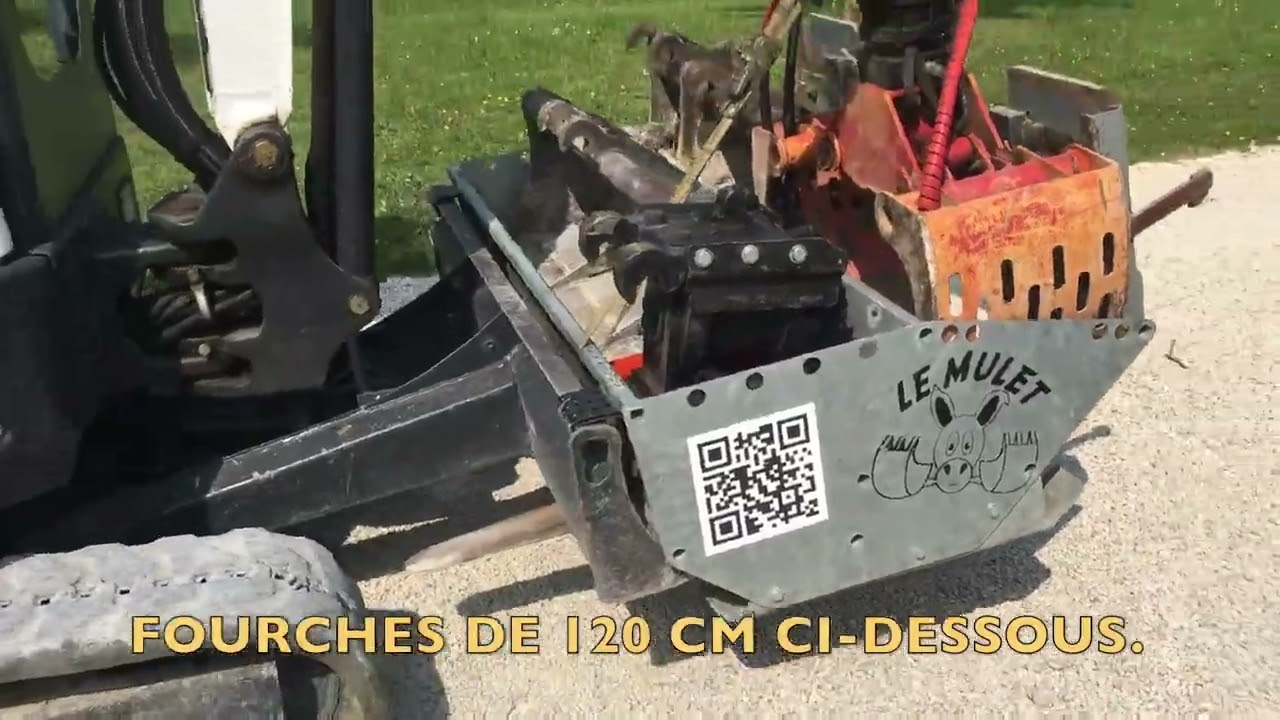 Kit fourche à palettes pour les paniers de transport de godet Le Mulet.