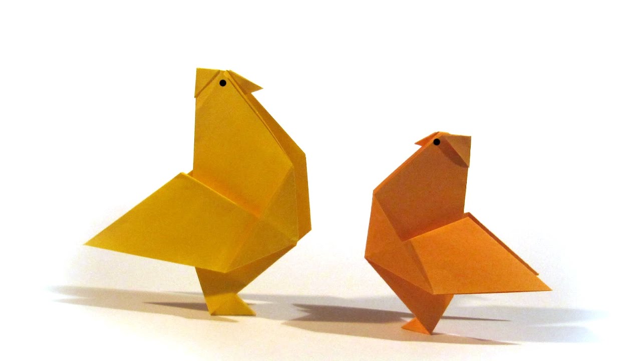 Easy Easter Origami Hen - Tutorial - How to make an easy origami rooster / hen