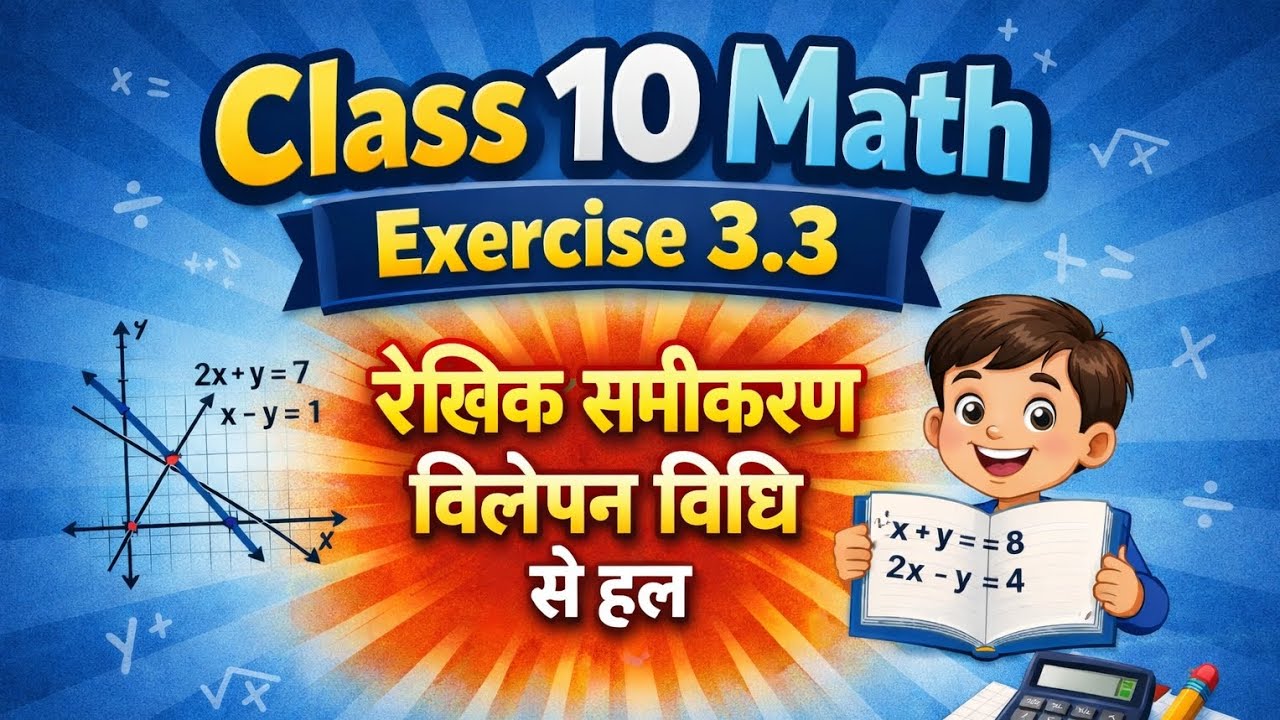 Class 10 Math / Ex-3.3 / रैखिक समीकरण का विलोपन विधि से हल / Jac Board / By Sanjit Sir 