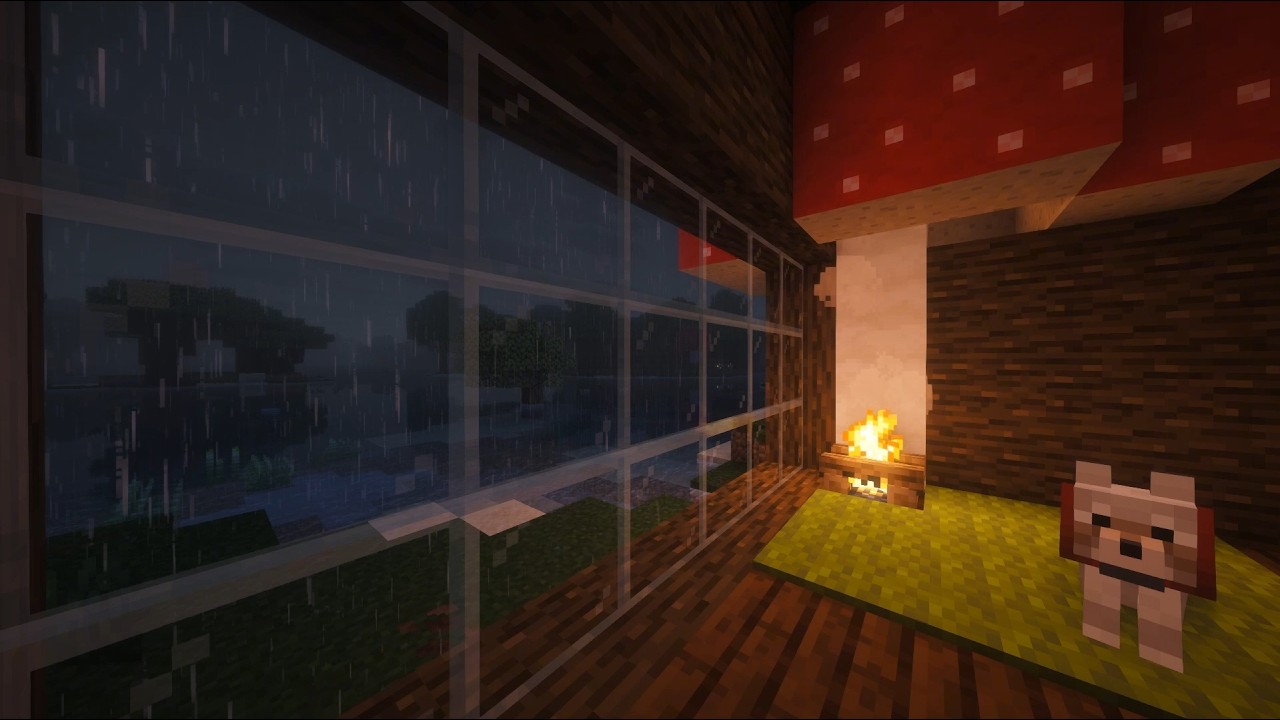 The Ultimate Cozy Shelter 🌧️🔥 Minecraft Rain & Fire (10 Hours)