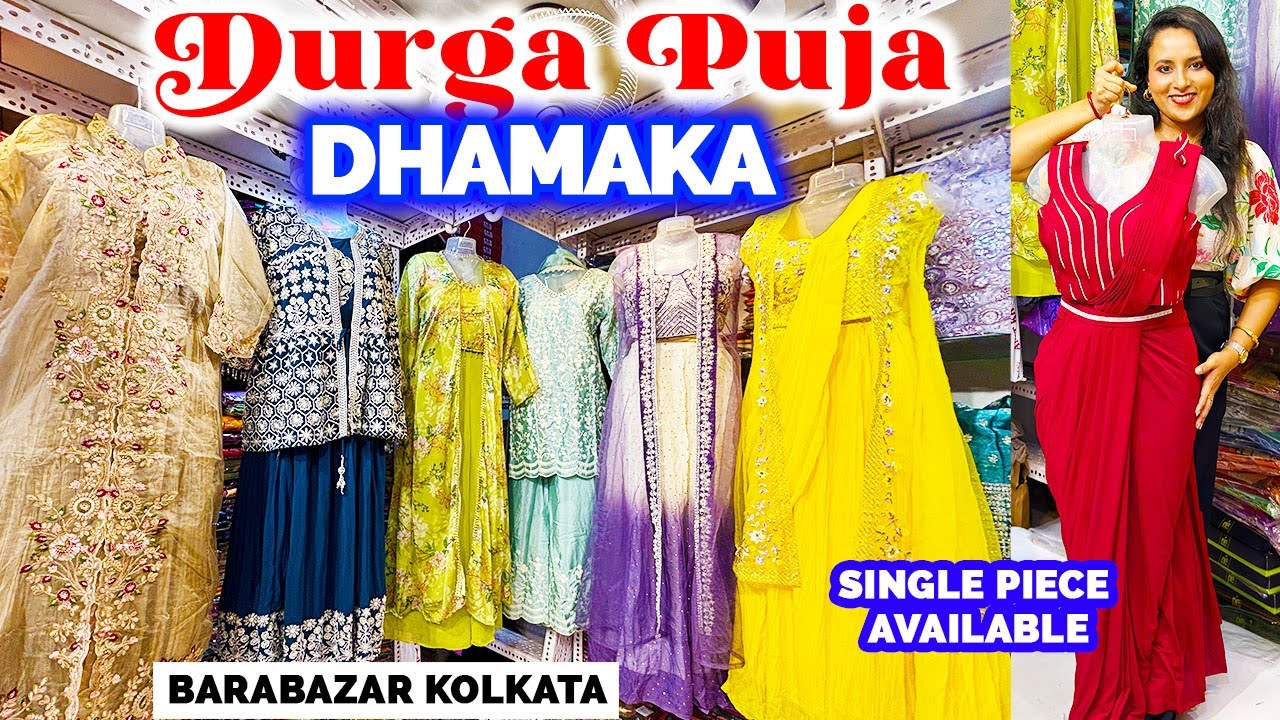 Durga Puja Dhamaka: Barabazar Market Kolkata | Sharara Palazzo Crop Top Skirt Indo-Western