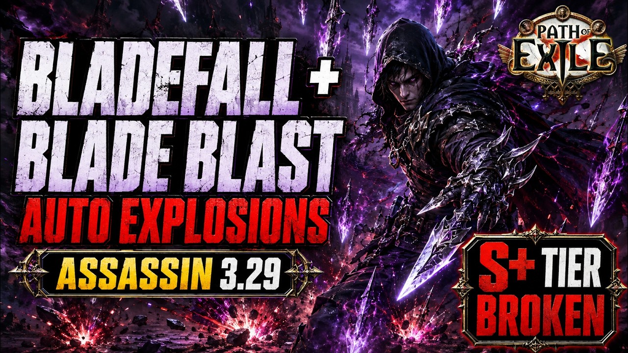 BEST BLADEFALL BLADE BLAST CAST ON CRIT ASSASSIN BUILD IN PATH OF EXILE PATCH 3.29